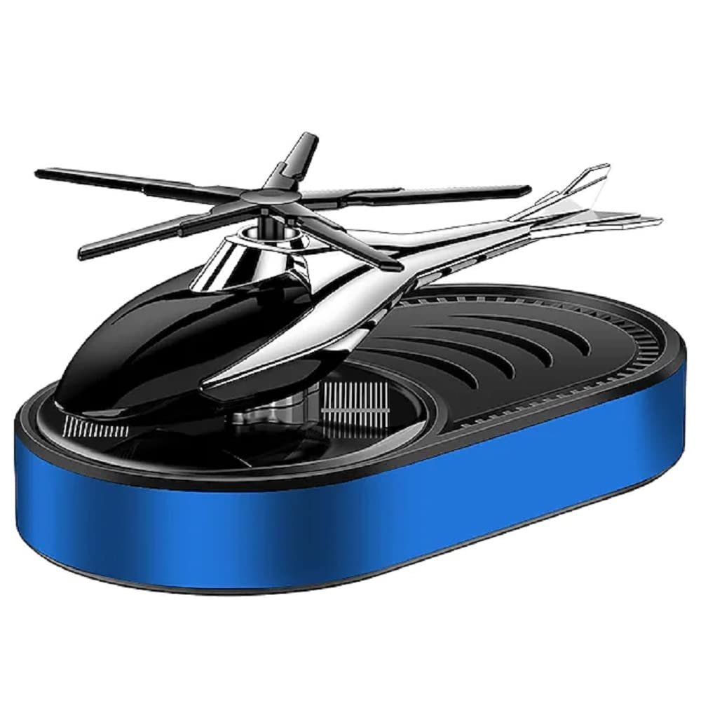 Car Aroma Diffuser Air Freshener Perfume Solar Power Dashboard Helicopter style Decoration With Perfume (Blue) Image