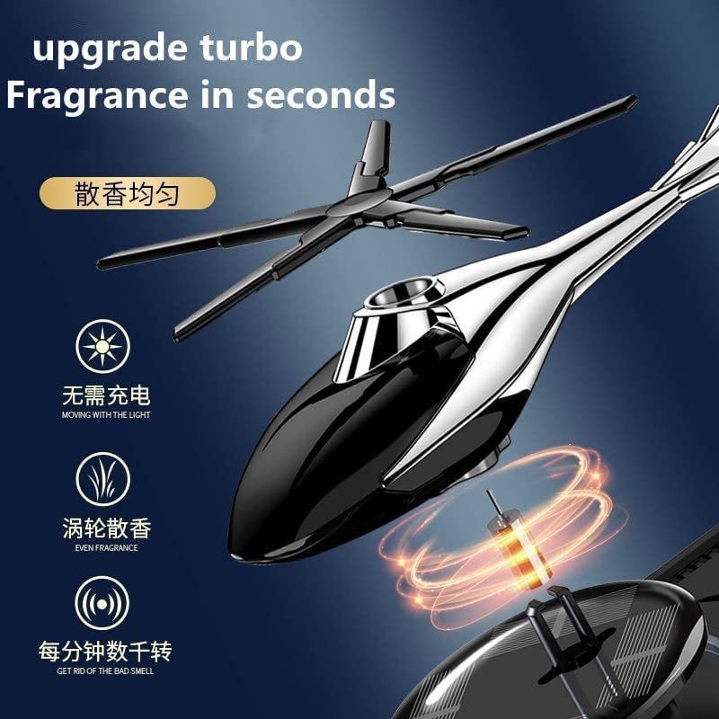 Car Aroma Diffuser Air Freshener Perfume Solar Power Dashboard Helicopter style Decoration With Perfume (Black) Image 