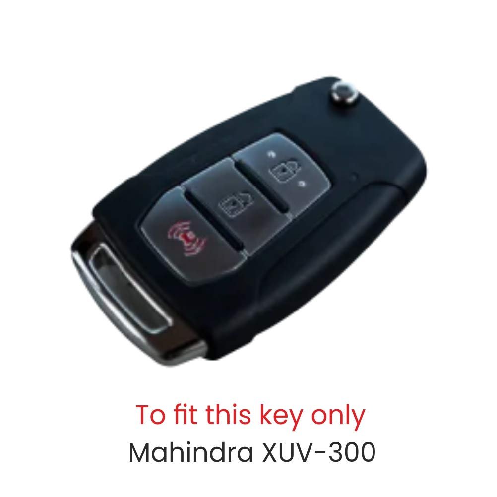 Silicone Car Key Cover Compatible with Mahindra XUV300, Alturas G4 flip key- Brown Image 