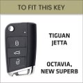 Silicone Car Key Cover Compatible with Octavia 2014 Onwards, Kodiaq, Karoq flip Key- Brown Image 