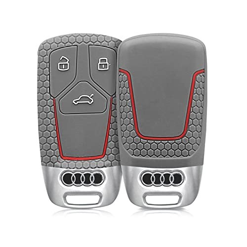 Silicone Car Key Cover Compatible with Audi- A8, QT, RS, TT- Brown Image 