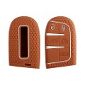 Silicone Car Key Cover Compatible with Jeep Compass, Trailhawk Smart Key (Push Button Start Models)- Brown Image 