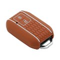 Silicone Car Key Cover Compatible with Baleno, Swift, Ertiga, XL6, Dzire Models with 2 Buttons Smart Key- Brown Image 
