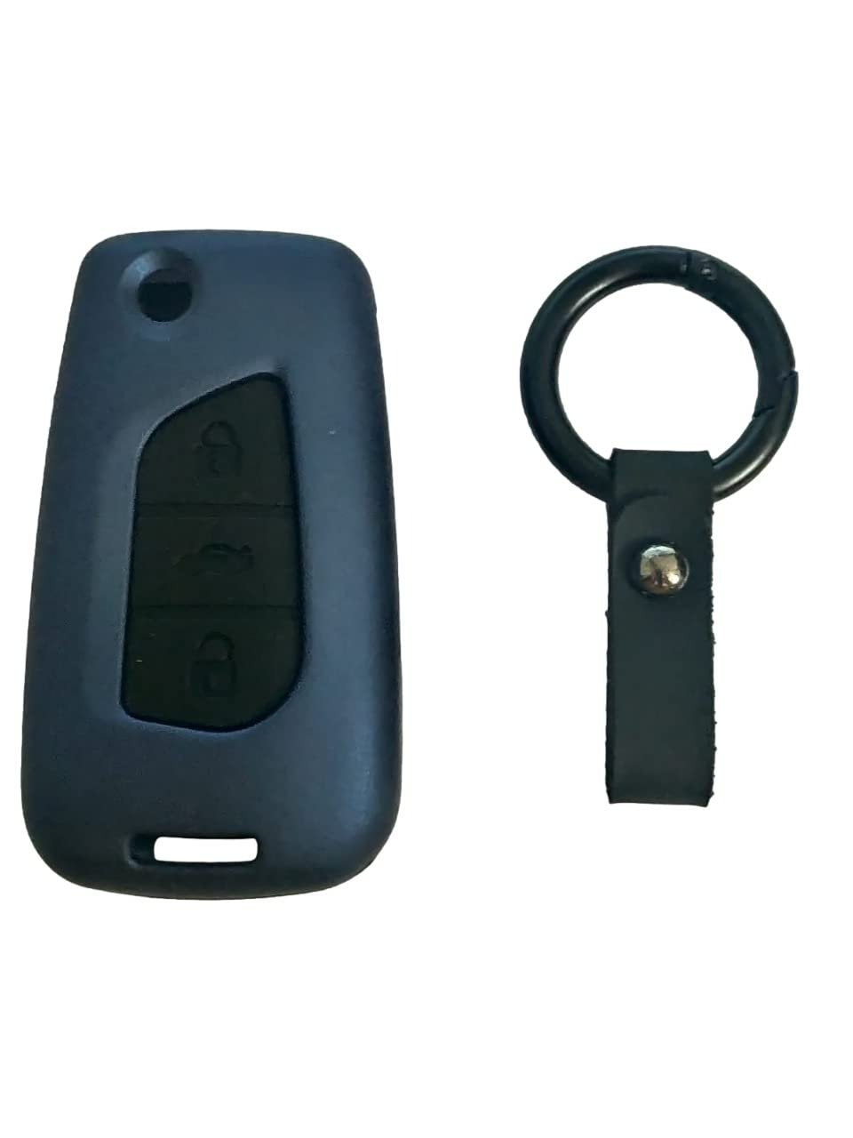 Blue Fiber Style Car Key Cover Compatible with Toyota Corolla Altis Innova Crysta 3 Button Flip Key Cover (Blue) Image