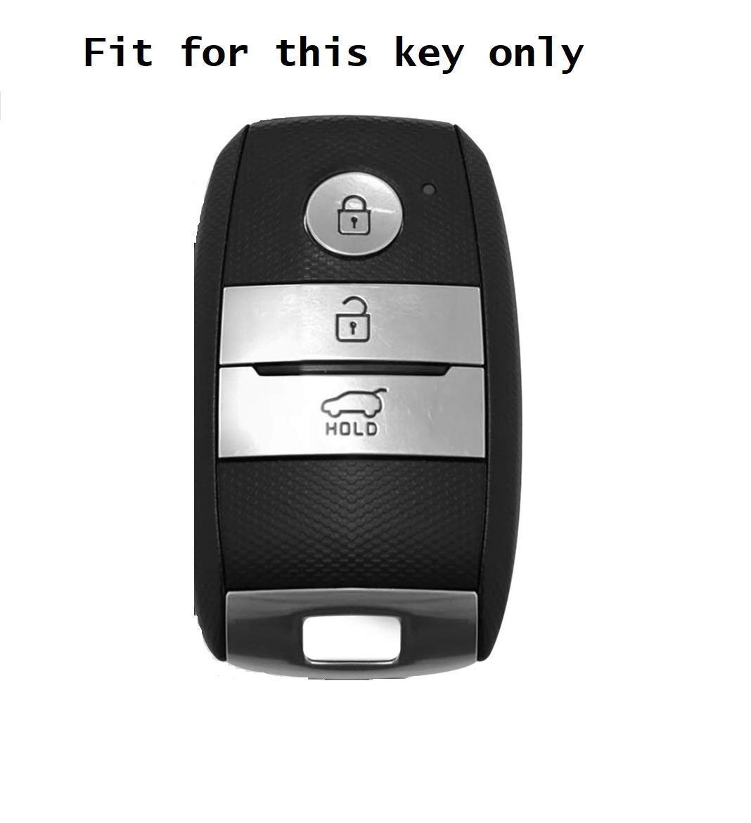TPU Carbon Fiber Style Car Key Cover Compatible with Kia Seltos Sonet 3 Button Smart Key (Grey) Image 