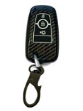 Carbon Fiber Key Fob Cover Shell Keyless Key Hard Case with Keychain Compatible with New Endeavour Smart Key (Black) Image 