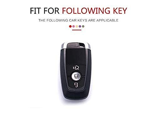 TPU Carbon Fiber Style Car Key Cover Compatible with Ford Push Button Start Car Key (White) Image 