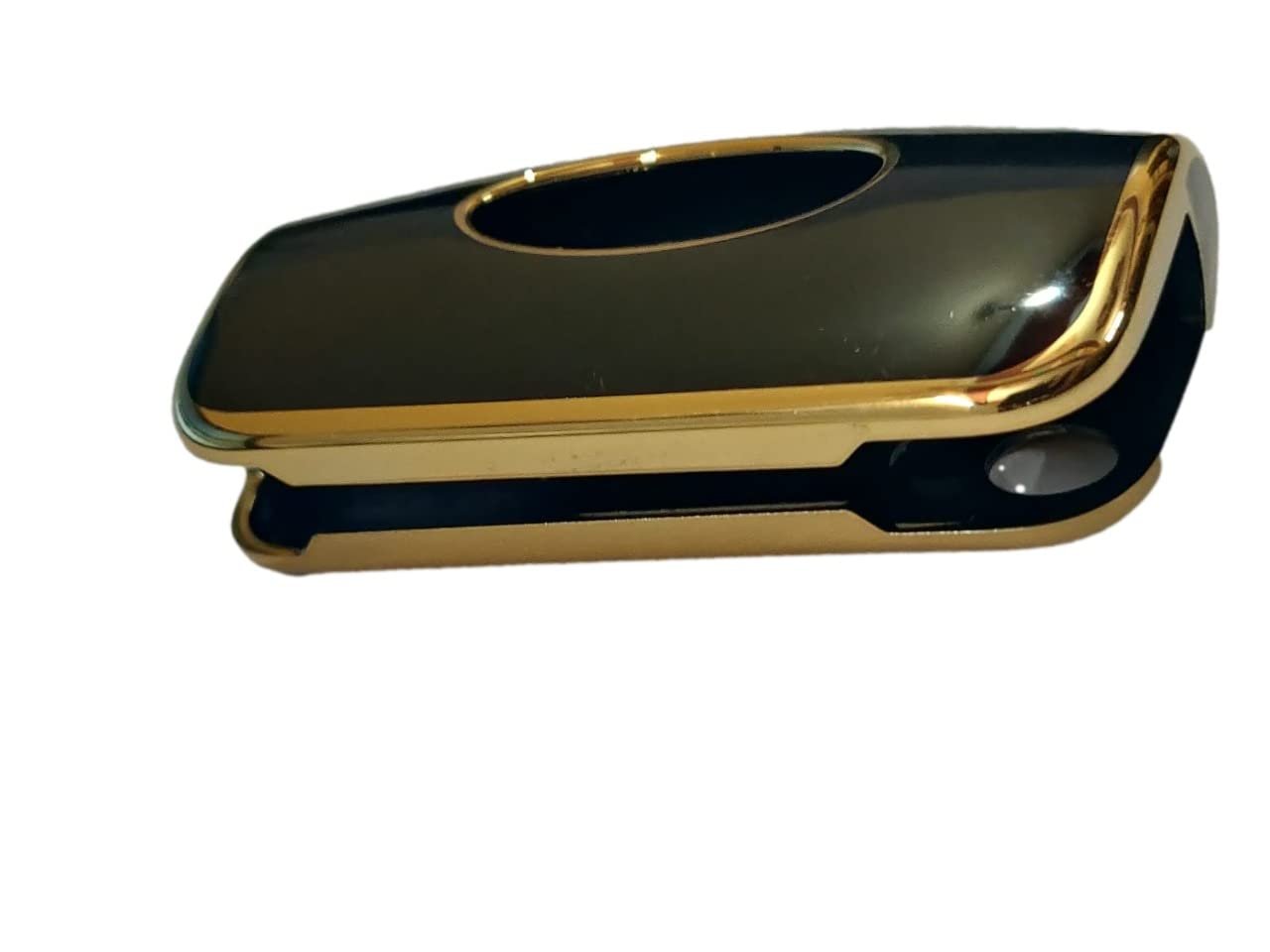 TPU Carbon Fiber Style Car Key Cover Compatible with Fiesta, Figo, Old Ecosport Flip Key (Black) Image 