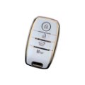 TPU Carbon Fiber Style Car Key Cover Compatible for Seltos (Compare Key Buttons Before Ordering) (4 Button Smart Key, White) Image 