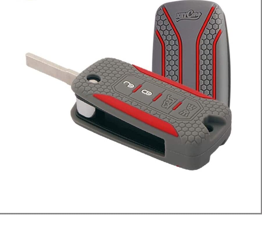 Silicone Key Cover Compatible with Jeep Compass, Trailhawk flip Key (Grey)