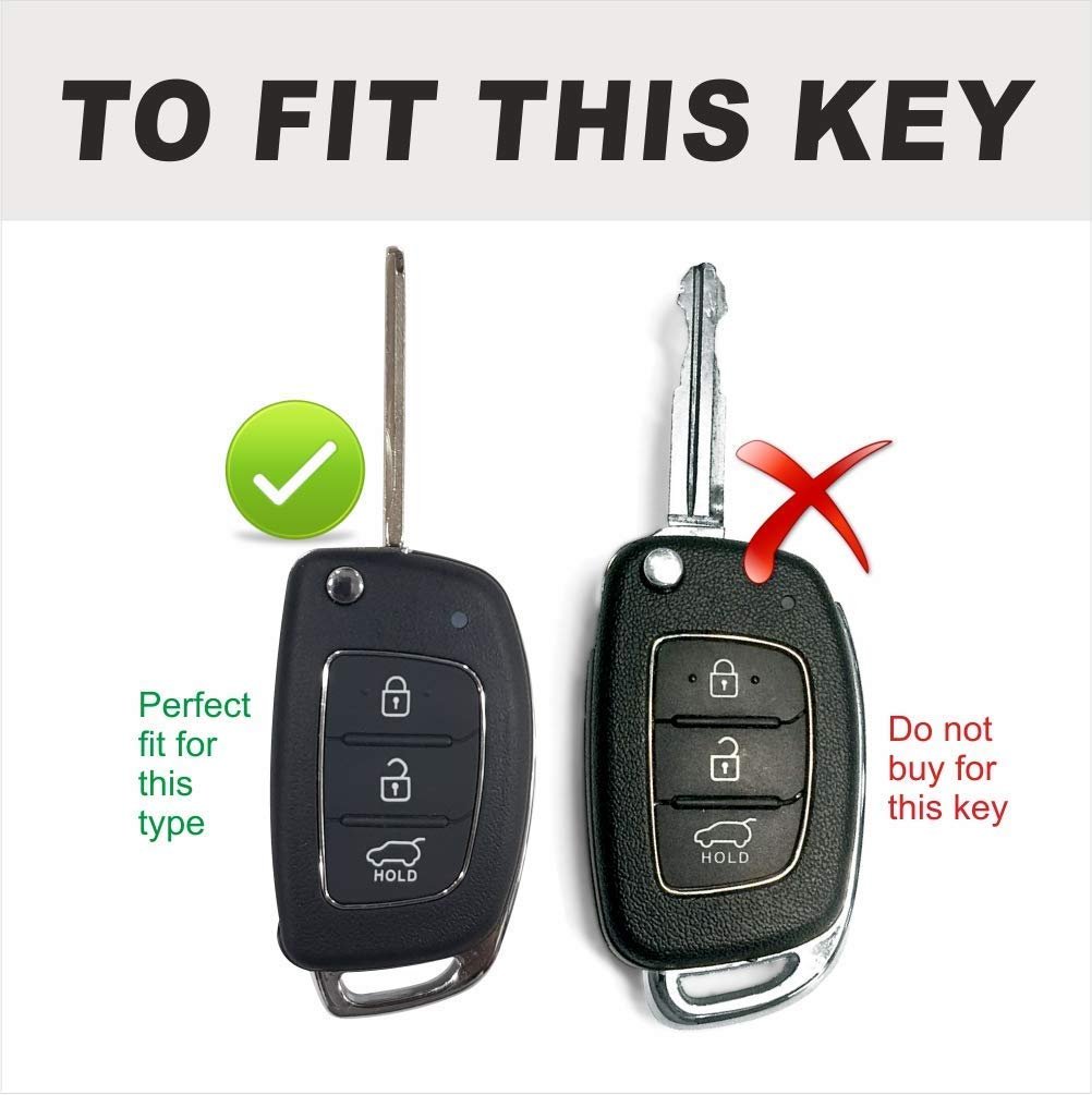 Silicone Key Cover Compatible with i20 flip Key (2012-2014 Models only) (Black) Image 
