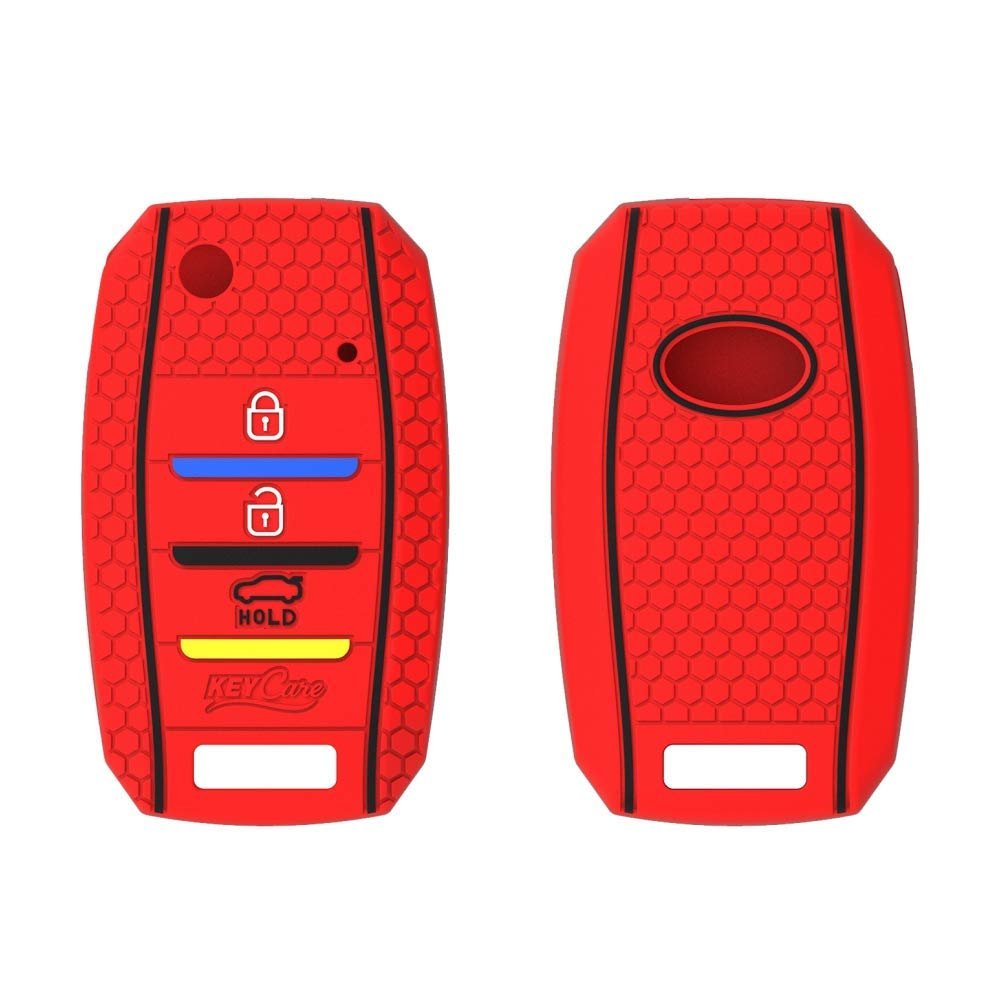 Silicone Key Cover Compatible with Kia Seltos, Sonet flip Key (Non Push Button Start Models only, Red) Image