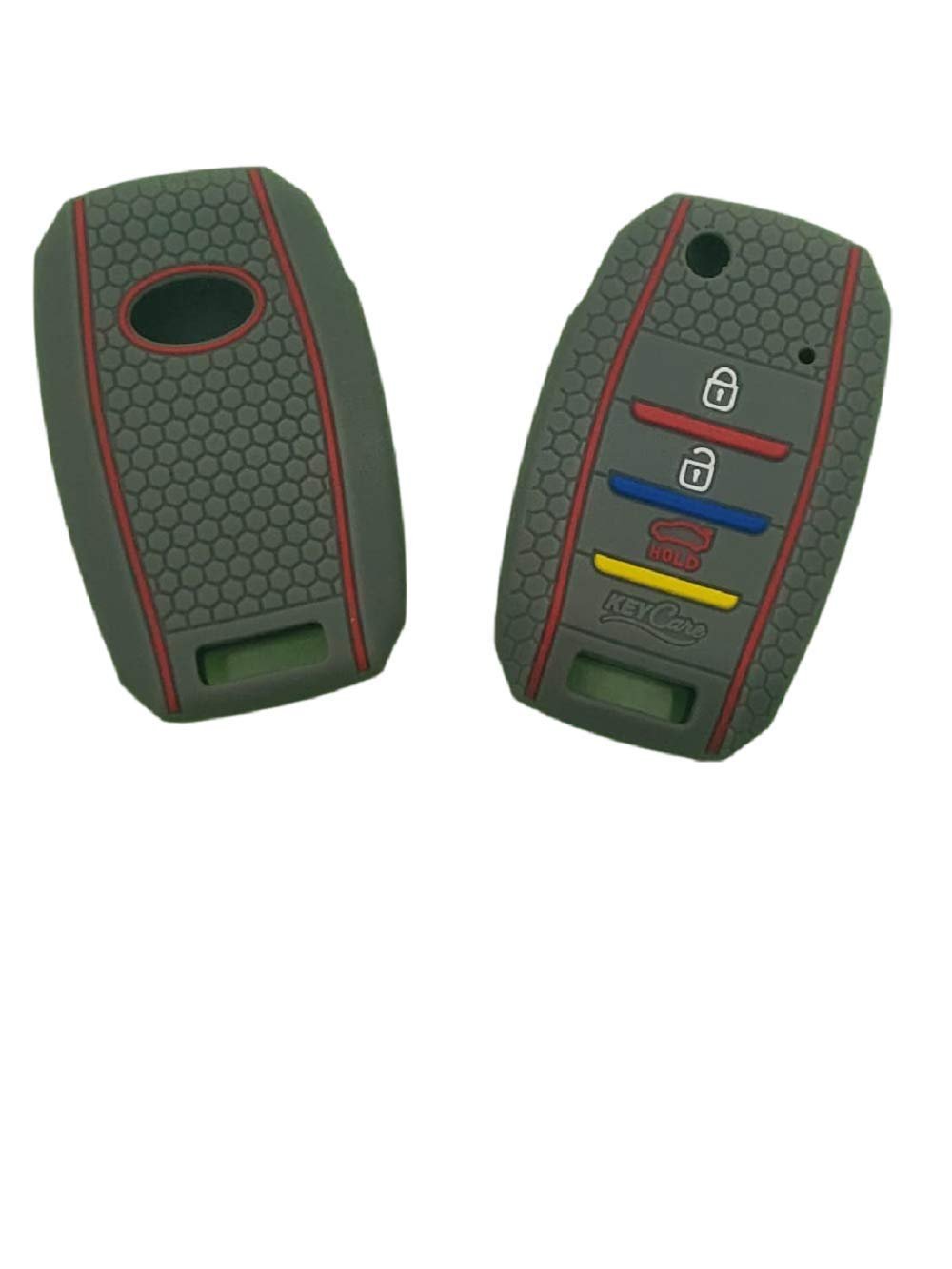 Silicone Key Cover Compatible with Kia Seltos, Sonet flip Key (Non Push Button Start Models only, Grey) Image
