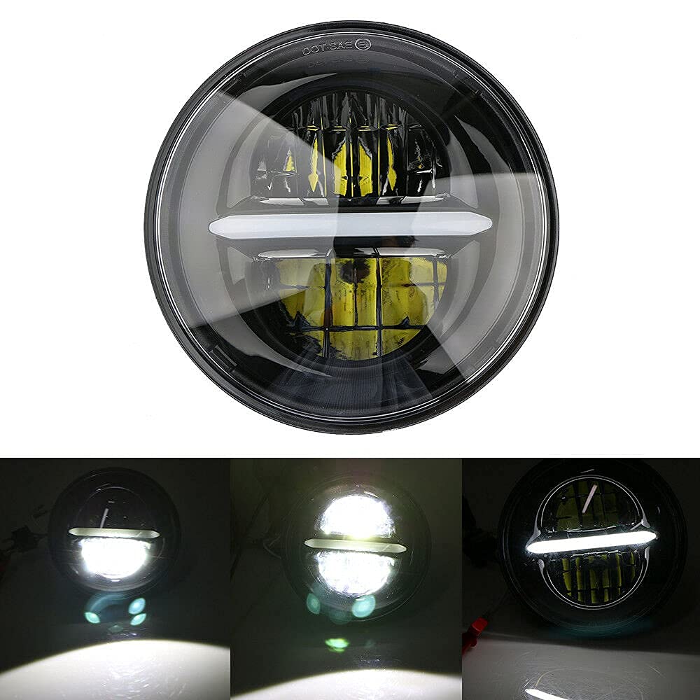  Line Imported headlight 7 inch LED Halo DRL Bulb Kit Motorcycle Minus headlight Headlamp For Bullet and Mahindra Thar (Pack of 2)