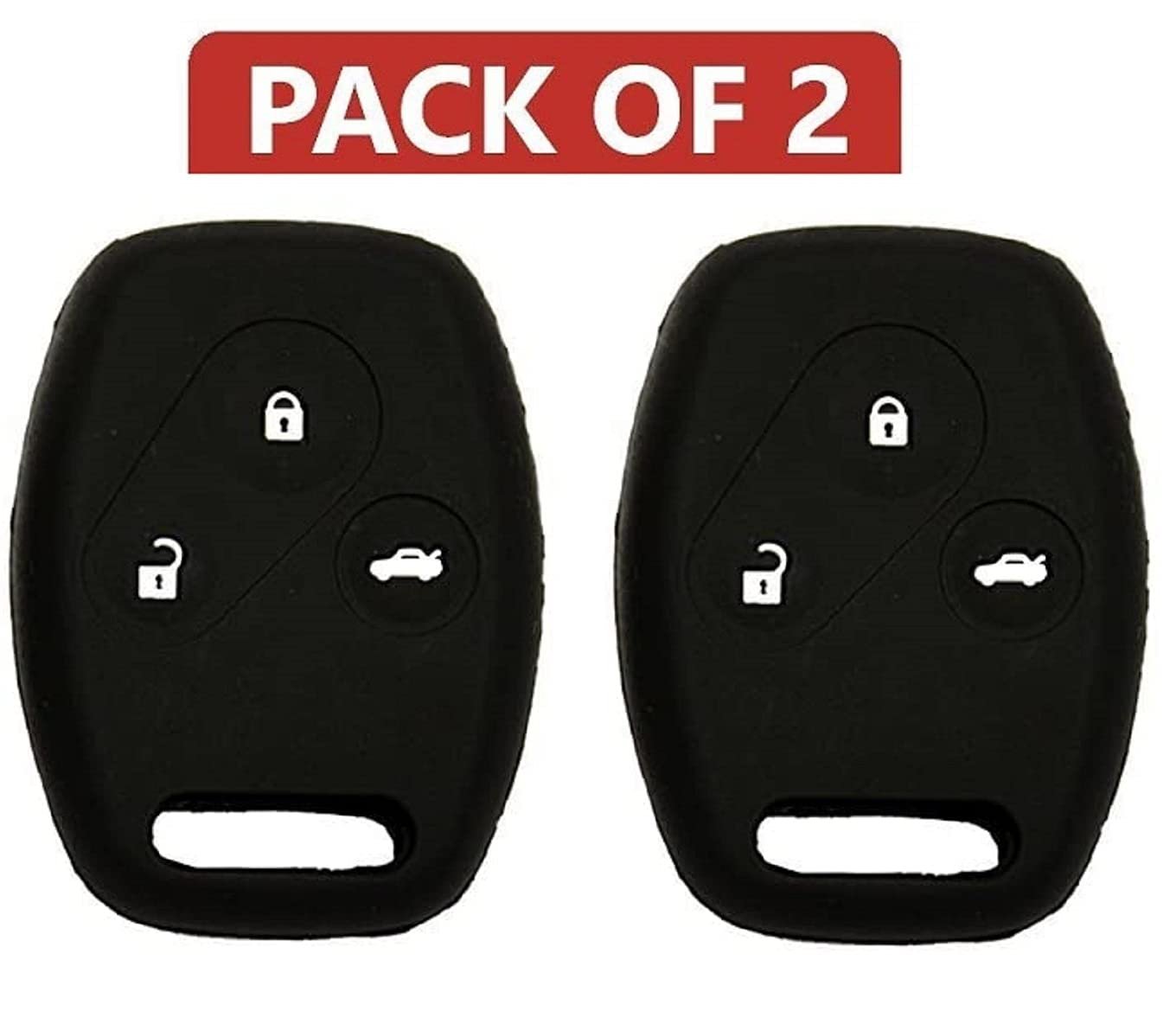 3 Button Black Silicone Car Key Cover Compatible with Honda Accord (Black, Pack of 2) Image