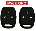 3 Button Black Silicone Car Key Cover Compatible with Honda Accord (Black, Pack of 2) Image 