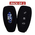 Silicone Smart Key Cover Compatible with Ford Ecosports Push Button Start only (Black, Pack of 2) Image 
