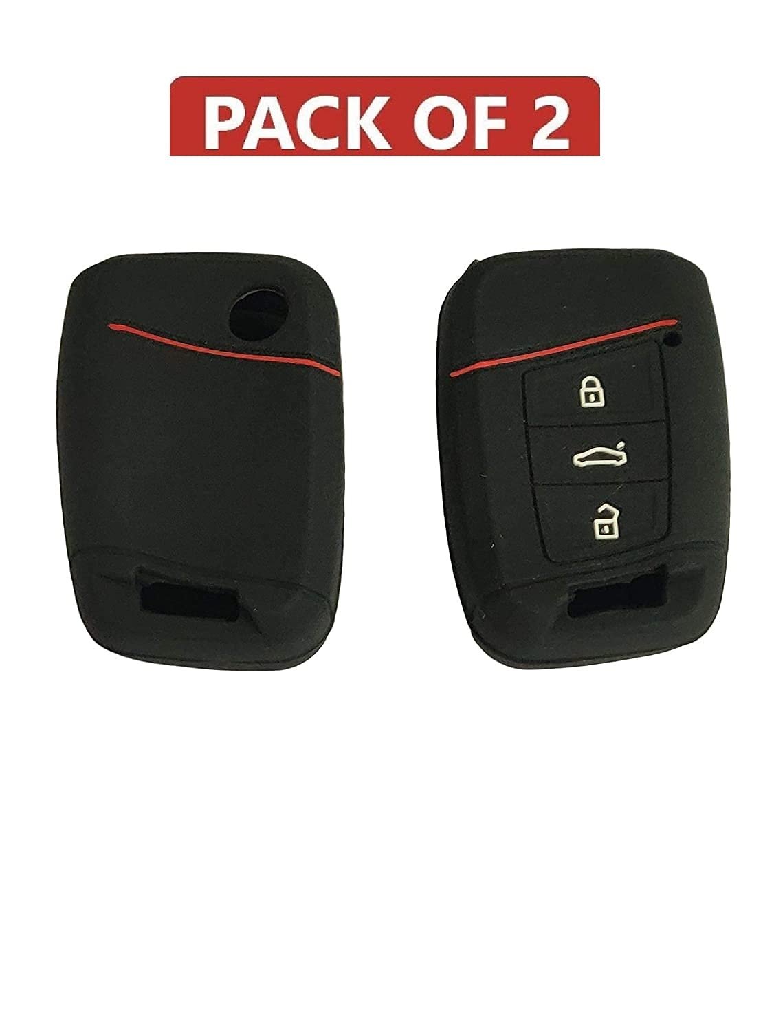 Silicone Key Cover Compatible with New Skoda Octavia 3 Button Smart Key (Pack of 2) Image 