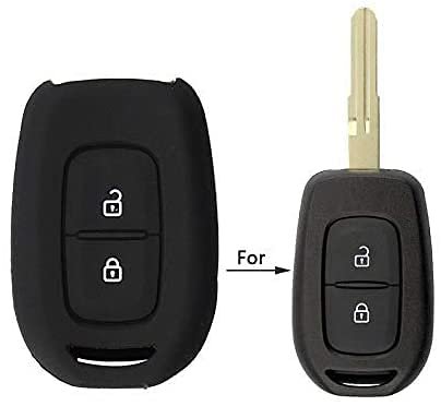 Silicon Key Cover Compatible with Renault Duster/Kwid New Model (Black, Pack of 2)