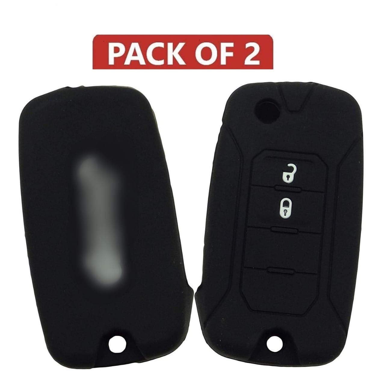 Silicone Key Cover Compatible with Jeep Compass (2 Button flip Key only, Pack of 2) Image