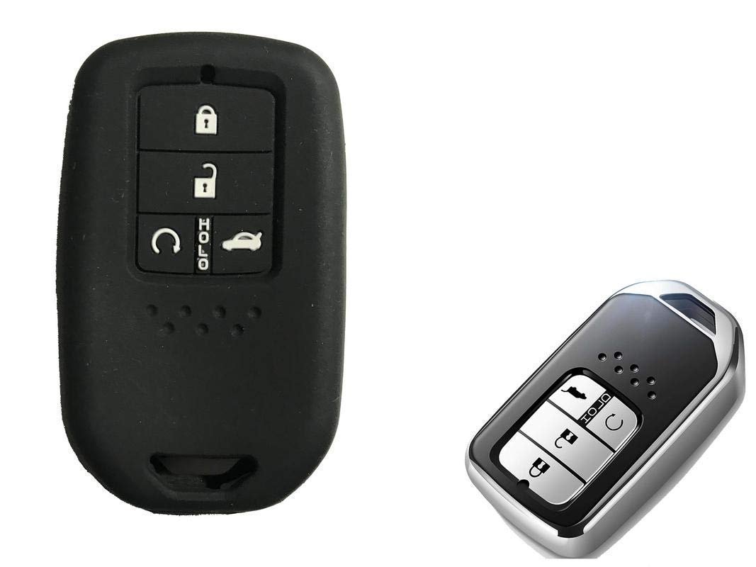 Silicone Key Cover Compatible with Honda Civic (2019) Smart Key (Black, Pack of 2)