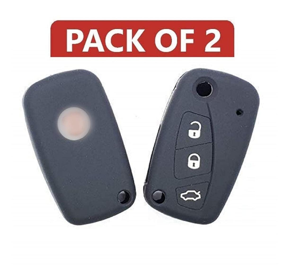 Silicone Key Cover For Fiat lenia/Punto Flip Keys (Applicable For Both 2/3 Button Flip Keys Pack of 2) Image