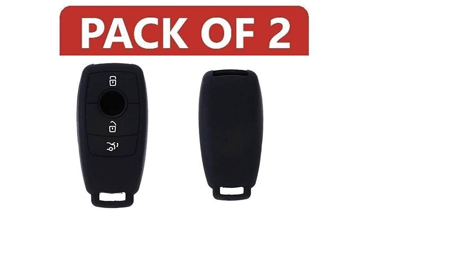 Silicone Key Cover Compatible with Mercedes Benz W213 E200 E300 E400 E63 (Black, Pack of 2) Image
