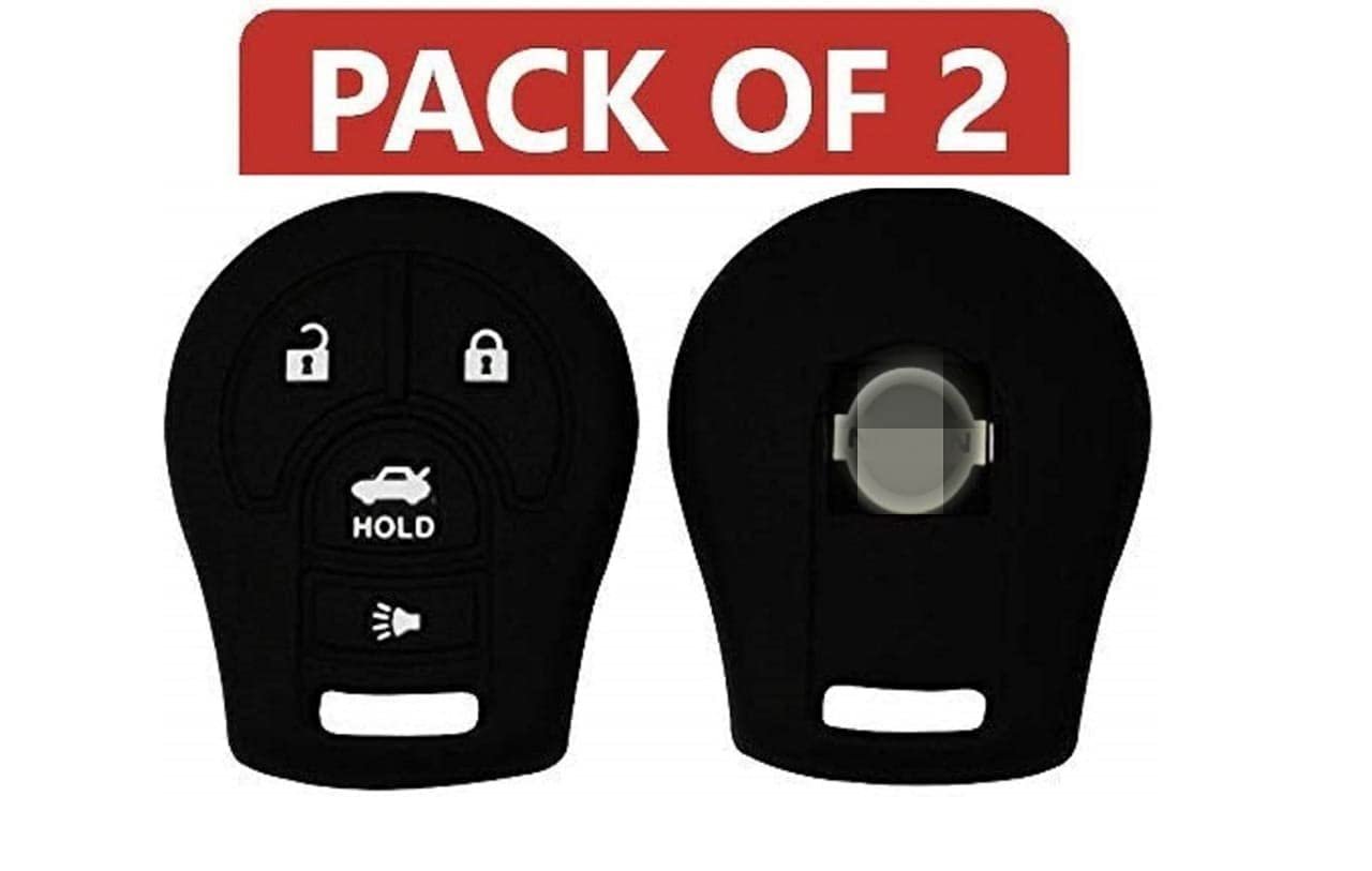 Silicone Key Cover Compatible with Nissan 4 Button Silicon Key Cover N-issan Sunny/Micra - Black (Black, Pack of 2) Image