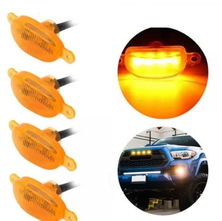 4 Pieces Yellow/Amber LED Lens Front Grille Running Light universal for car(Pack of 4) Image 