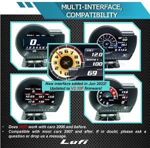  XF Revolution OBD2 Multi-Data Monitor Head Up Display Customizable, Accurate and Fast Response Gauge Display Meter
