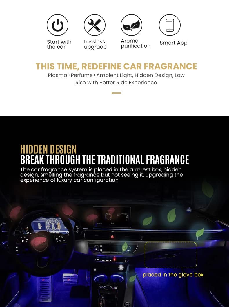  Cardi Long Lasting Smart car fragrance system APP Control Pure Aroma Diffuser Oil Fragrance Aromatherapy Perfume Suitable For All Cars (Wooden Color) Image 