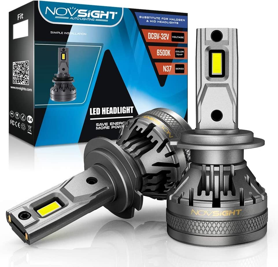 NovSight A500-N37 H7 super high power 120 watt/Pair and High Luminous 22000LM 6500K Car LED Headlights Bulbs (1Year Warranty, Pack of 2) (H7) Image