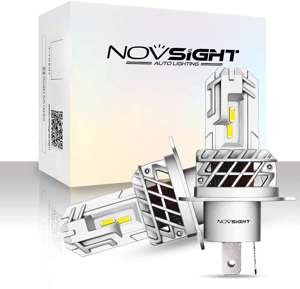 Novsight N35 H4 High/Low LED Headlight Bulbs - Extremely Bright 40W 7,000Lumens 6,000K Cool White Lights- 1:1 Original Halogen Mini Size Design Image 