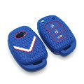 Silicone Key Cover comptible with Venue Aura Elite i20 Grand i10 Nios Xcent 3 Button Flip Key (Pack of 1, Blue)n Image 
