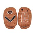 Silicone Key Cover compatible with Venue Aura Elite i20 Grand i10 Nios Xcent 3 Button Flip Key (Brown) Image 