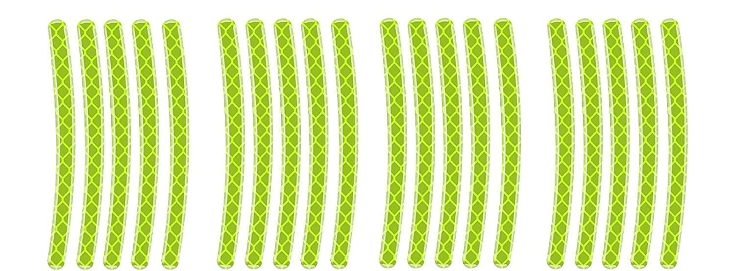 Car Bike Wheel Tyre Rim Decoration Radium Reflective Safety Warning Sticker (Yellow, Pack of 20 stickers) Image