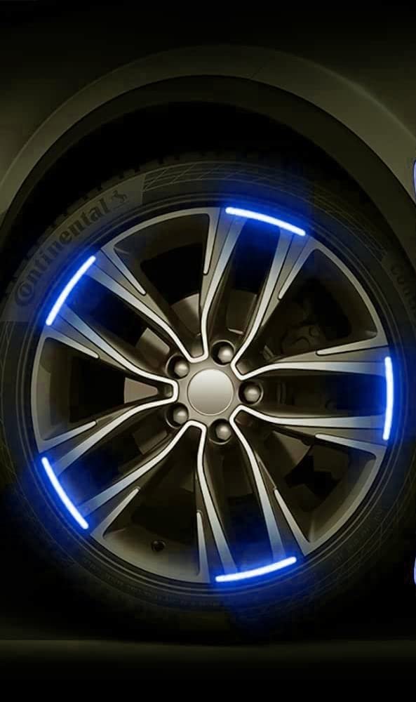 Car Bike Wheel Tyre Rim Decoration Radium Reflective Safety Warning Sticker (Blue, Pack of 20 stickers) Image 
