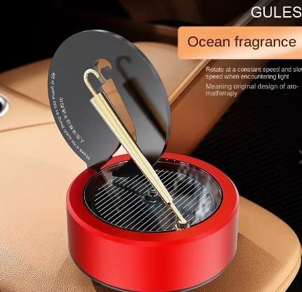 Car Aroma Diffuser Air Freshener Perfume Solar Power Dashboard Helm style Decoration Perfume (Red)