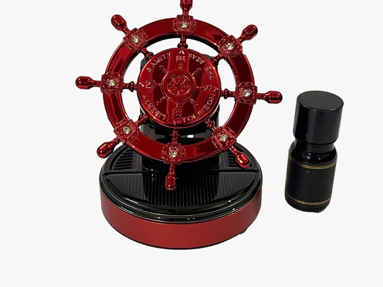  Car Aroma Diffuser Air Freshener Perfume Solar Power Dashboard Helm style Decoration Perfume (Red)