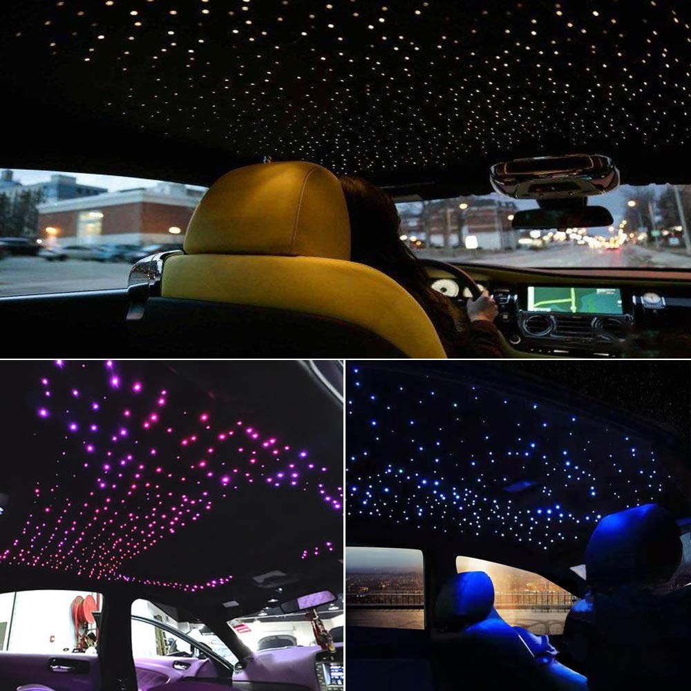  16W Fiber Optic Star Ceiling Light Kit RGBW APP+Music Control Sound Sensor Light Source with 28key RF Musical Remote and Fiber Cable 450pcs 0.75mm 9.8ft/3m for Car and Home
