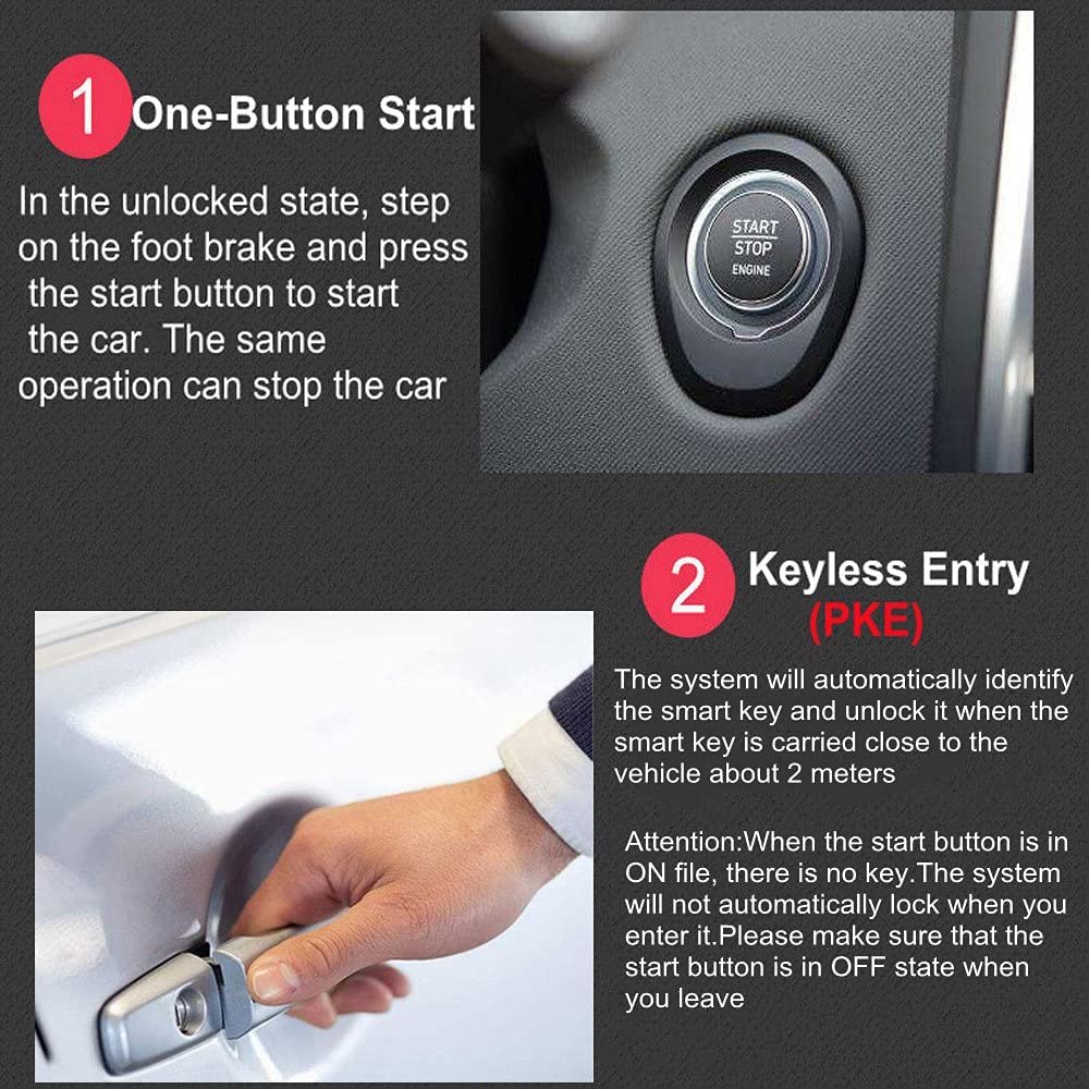 X5 Car Alarm System Passive Keyless Entry One Push Start Button Remote Engine Start Stop with Remote Control Trunk Release