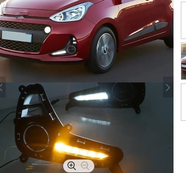 DRL Compatible For Hyundai Grand i10 2017 2018 2019 with turn signal 12V LED Car DRL Daytime running lights Fog Lamp Image 