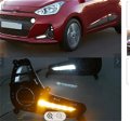 DRL Compatible For Hyundai Grand i10 2017 2018 2019 with turn signal 12V LED Car DRL Daytime running lights Fog Lamp Image 