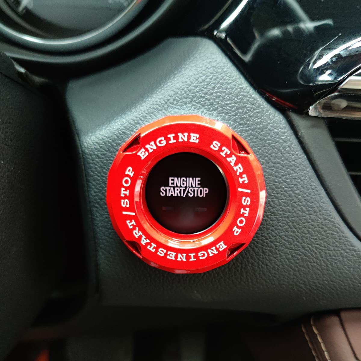 Car Engine Start Button Cover Rotary Ring Knob Decoration Cover Car Anti-Scratch Protector Universal Button Protective Cover (Red) Image 