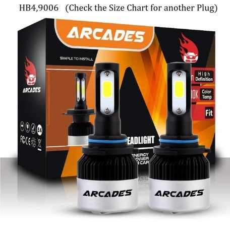  Arcades H1 Ultrawhite LED Headlight Bulbs COB 72W (36W x 2) 9000lm, 4500lm per Bulb, 6500K (2 Years Warranty) Image