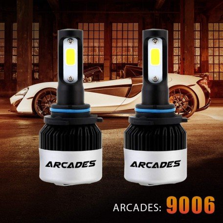  Arcades HB3/9005 Ultrawhite LED Headlight Bulbs COB 72W (36W x 2) 9000lm, 4500lm per Bulb, 6500K (2 Years Warranty)