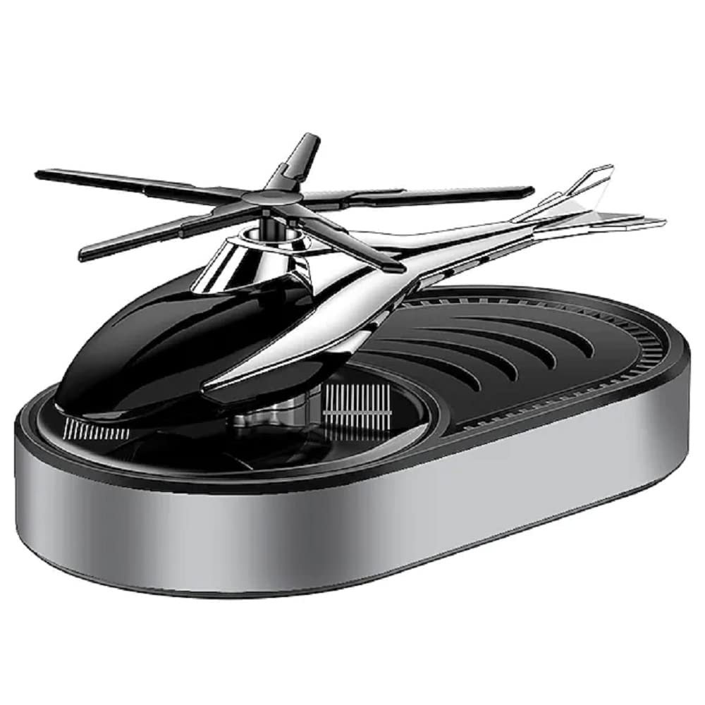 Car Aroma Diffuser Air Freshener Perfume Solar Power Dashboard Helicopter style Decoration With Perfume (Silver) Image 