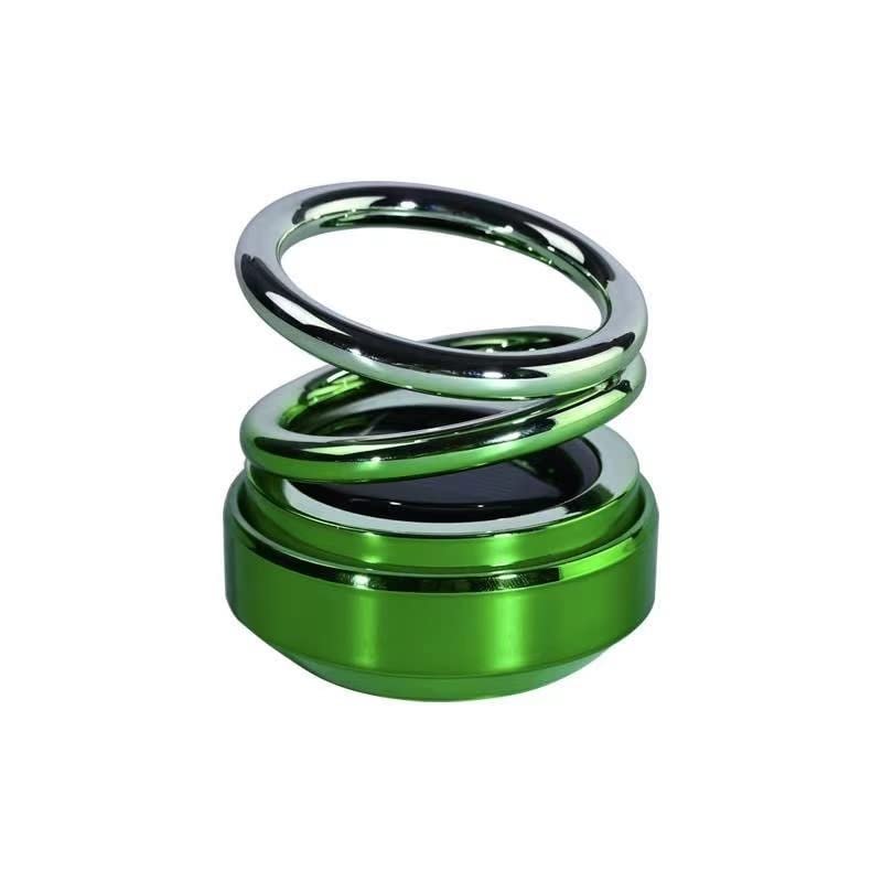 Air freshener double loop rotary suspension ABS Crystal Green air conditioner perfume dashboard air freshener car ornament solar energy(Green) Image 