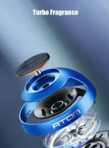 Car Aroma Diffuser Round Atom Air Freshener Perfume Solar Power Dashboard Decoration With Perfume (Atom Sytle, Blue) Image 