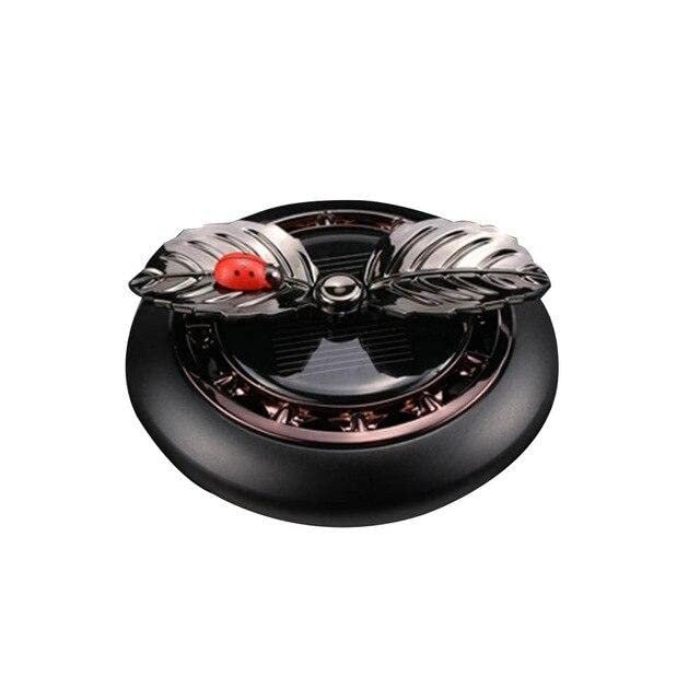 Car Aroma Diffuser Air Freshener Perfume Solar Power Dashboard Leaf style Decoration With Perfume(Black) Image 